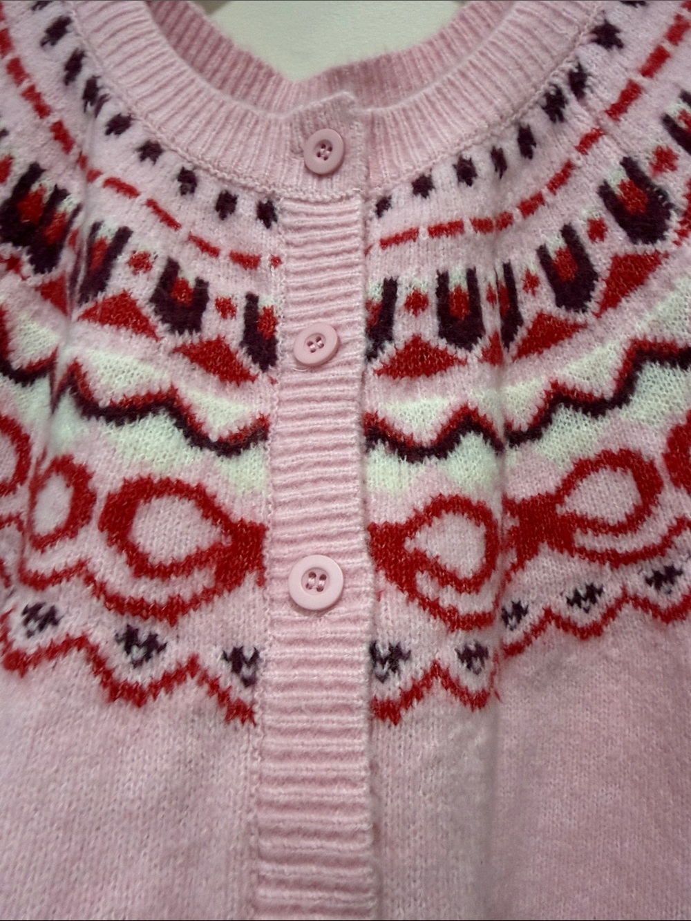 Revolve House of Harlow 1960 Pink & Red Fair Isle Cropped Cardigan - Picture 5 of 16